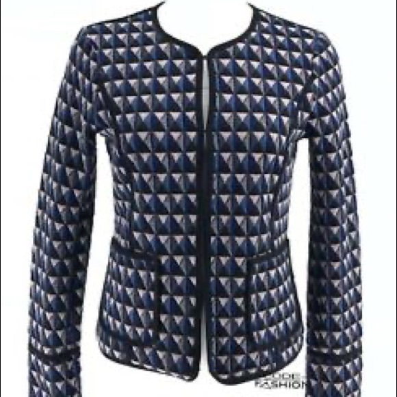 anthropologie hei hei knit diamond navy blazer jacket size S - Picture 6 of 10